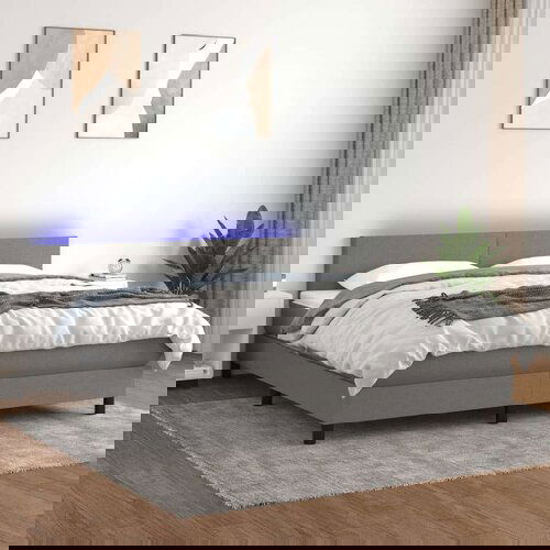  Box spring s madracem LED tamnosivi 180x200 cm tkanina Cene
