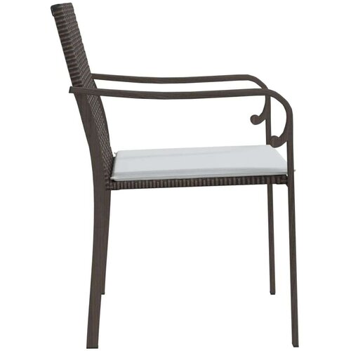 VidaXL Vrtne stolice s jastucima 4 kom smeđe 56x59x84 cm od poliratana Slike