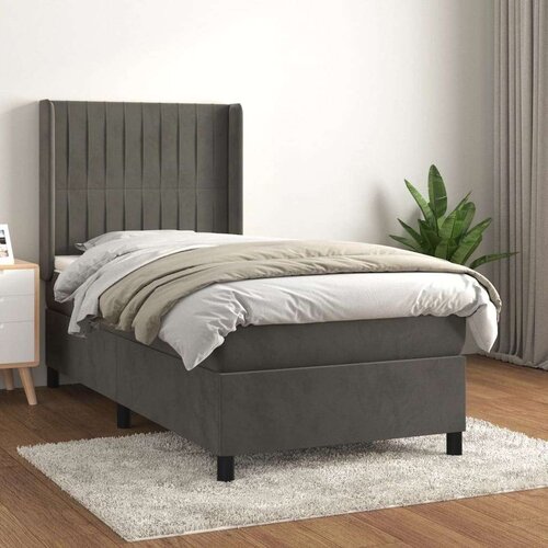 Box spring postelja z vzmetnico temno siva 80x200 cm žamet, (20790373) Slike