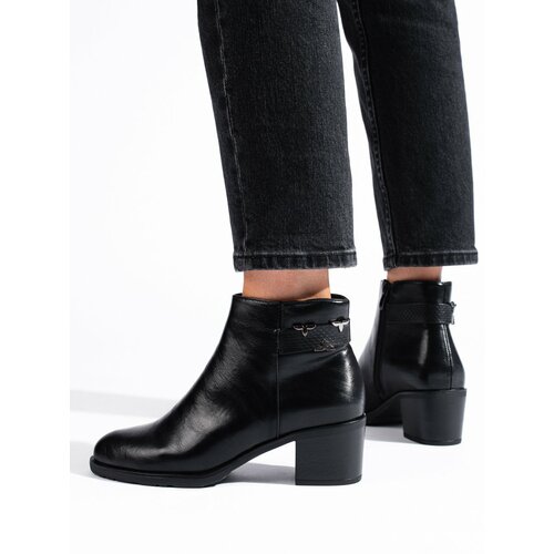 DASZYŃSKI Classic black ankle boots with heels Daszyński Slike