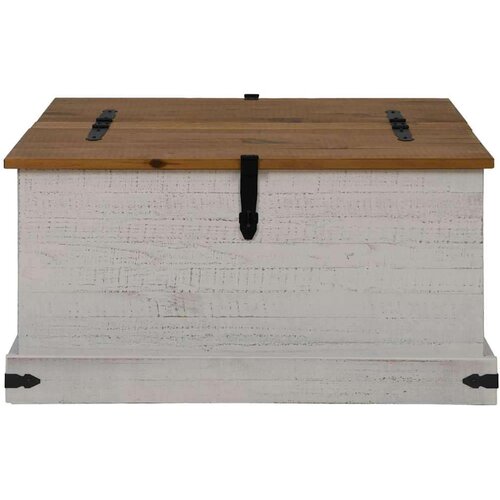 VidaXL &amp;Scaron;krinja za pohranu HALDEN bijela 91x91x47 cm puno drvo bor Slike