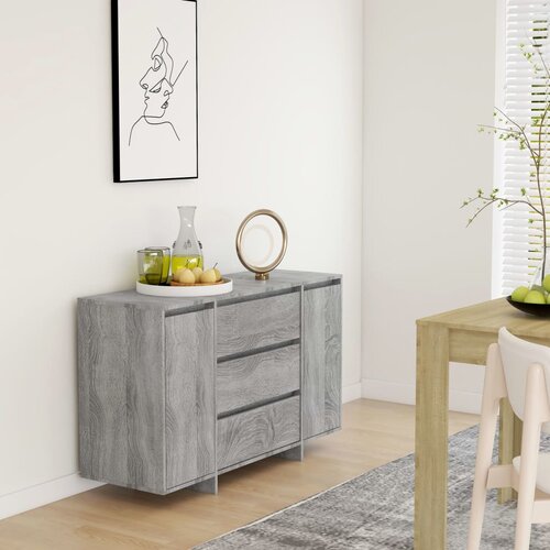  Komoda s 3 predali siva sonoma 120x41x75 cm iverna plošča Cene