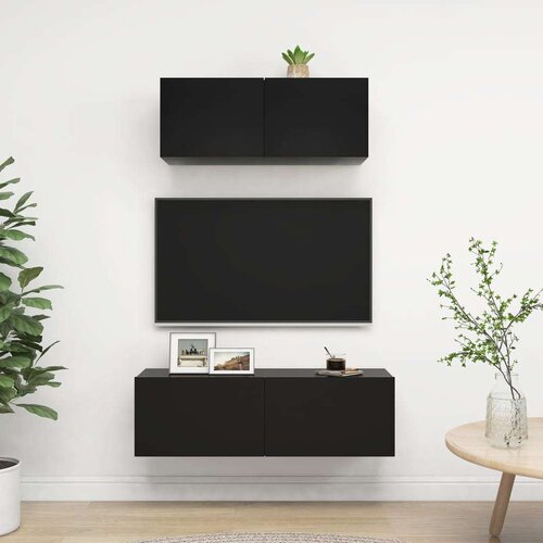 vidaXL 2-dijelni set TV ormarića od iverice crni Cene