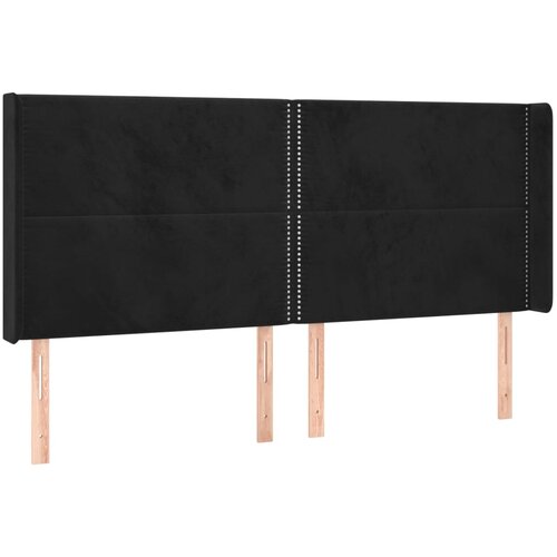 Maison Chic Posteljno vzglavje - Vzglavna omarica - Nočna omarica z ušesi črno 183x16x118/128 cm žamet, (21709994) Cene