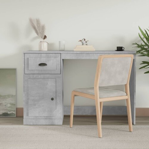 vidaXL Pisalna miza s predalom beton. siva 115x50x75 cm inženirski les Cene