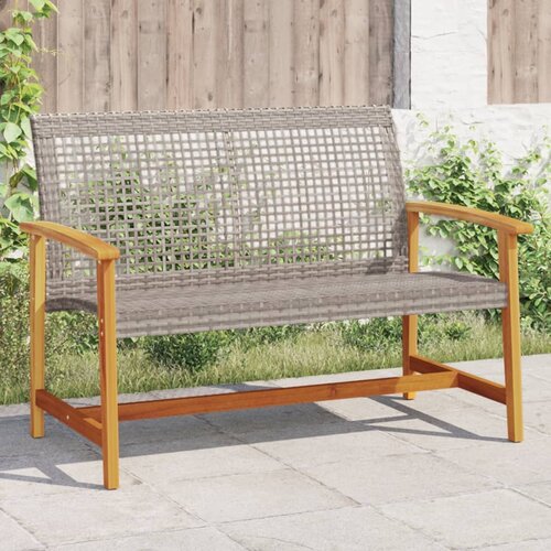 VidaXL Vrtna klupa siva 112 cm od poliratana i bagremovog drva Slike
