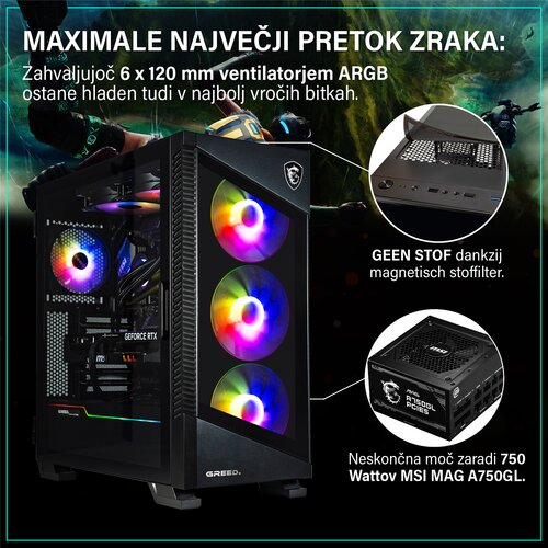 GREED MK5 INTEL Power - Gaming Pc / računalnik - Core i9 12900KF + Nvidia Geforce RTX 5070Ti 16GB - 5,2 GHZ - 32GB DDR5 - 1TB SSD - WLAN + Win11 Pro, (21999003) Slike