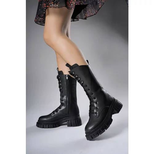 Riccon Tuilinnel Women's Below the Knee Boots 00121402 Black Skin