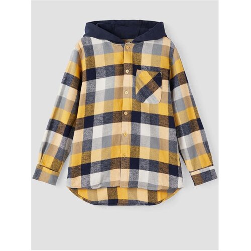 Name it Yellow-grey boys&amp;#039; plaid shirt with hood Siramme - unisex Slike