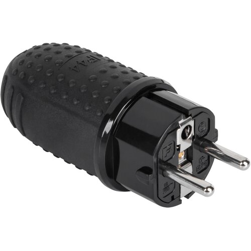 Univerzalni vtikač Schuko polna guma IP44 16A 250V črn Slike