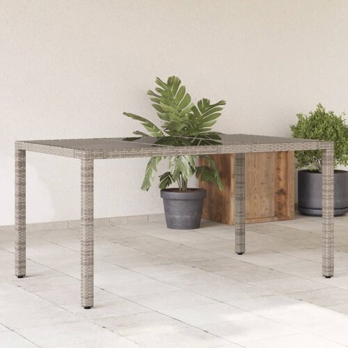 vidaXL Vrtna miza s stekleno ploščo siva 150x90x75 cm poli ratan Cene