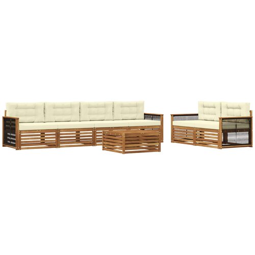 vidaXL Zunanja garnitura za sedenje z blazino 7 pcs Naravna in smetana, (5000281722) Cene