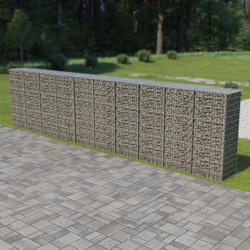 VidaXL Gabionska stena s pokrovi iz pocinkanega jekla 600x50x150 cm Slike