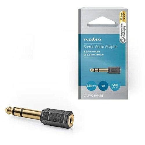 Nedis GOLD Audio Adapter 6.35mm M-3.5mm z Pozlaceni konektor ABS Cene