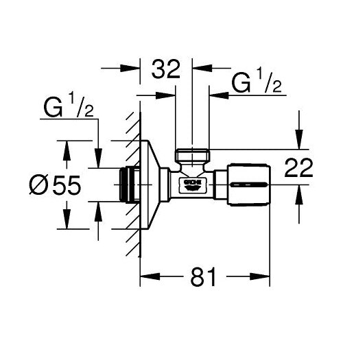 Grohe 22043000 Universal kotni ventil 1/2&amp;#039;&amp;#039;-1/2&amp;#039;&amp;#039; Slike