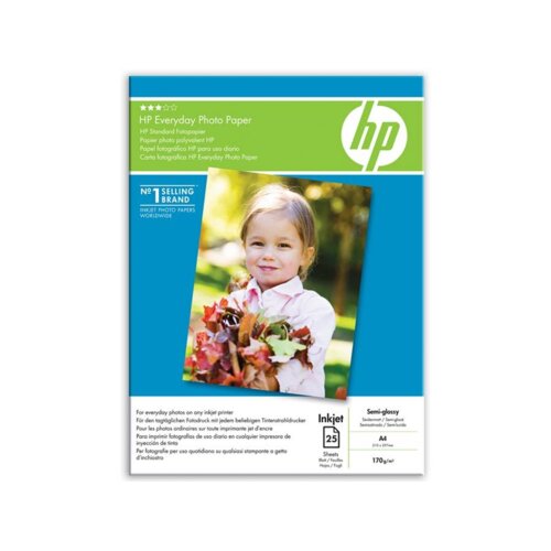 HP Everyday Photo Paper, Glossy, 200 g/m2, A4 (210 x 297 mm), 25 sheets foto papir Crno, Plavo, Bijelo Polusjajni Slike