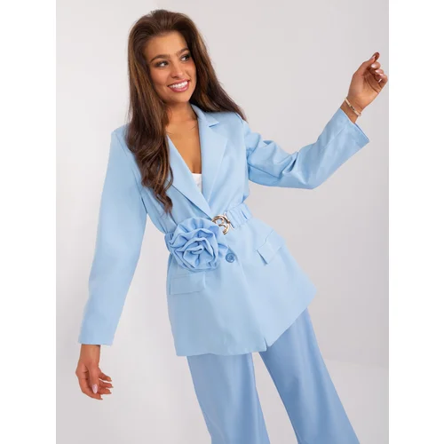 Fashion Hunters Light blue blazer with detachable flower