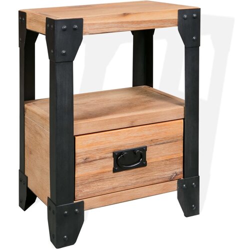 VidaXL Nočna omarica iz masivnega lesa akacije in jekla 40x30x54 cm Slike