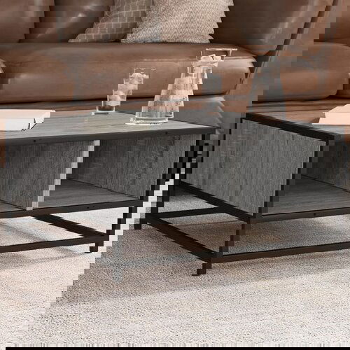 VidaXL Stolić za kavu siva boja hrasta 60,5x60,5x30 cm drvo i metal Slike