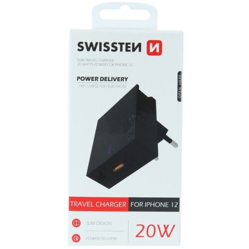 Swissten punjač za AC220/USB-C, 3A, 20W, crni Cene