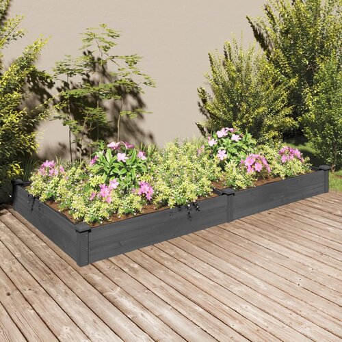 vidaXL Povišena vrtna gredica s oblogom siva 240x120x25 cm od jelovine Cijene