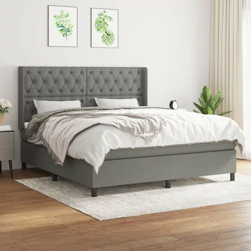  Box spring postelja z vzmetnico temno siva 160x200 cm blago, (20790390)