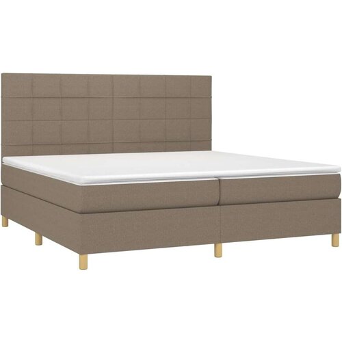  Krevet box spring s madracem LED smeđesivi 200x200 cm tkanina Slike