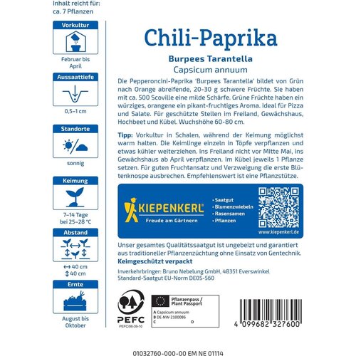  Čili-paprika "Burpees Tarantela" - 1 pkt. Cene