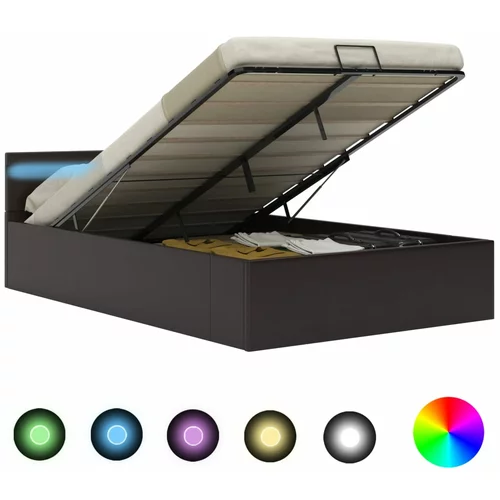vidaXL Dvižni posteljni okvir LED sivo umetno usnje 120x200 cm
