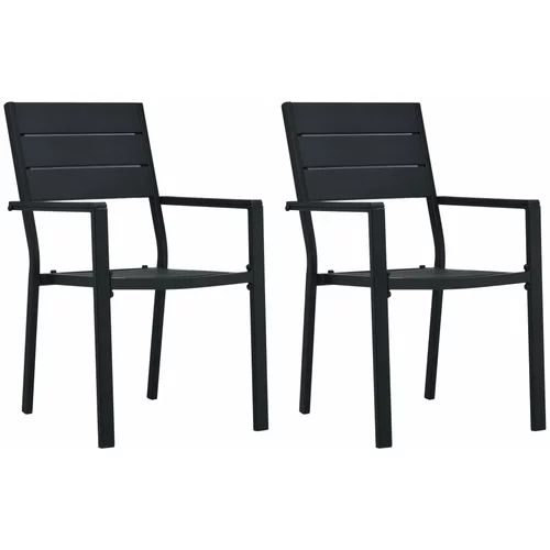  Vrtne stolice 2 kom crne HDPE s izgledom drva