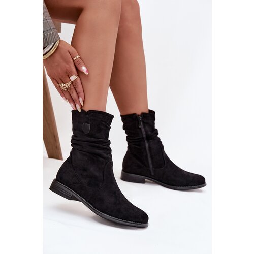 Boto Insulated Women&amp;#039;s Booties With Wrinkled Shaft On Flat Heel Krisia Slike