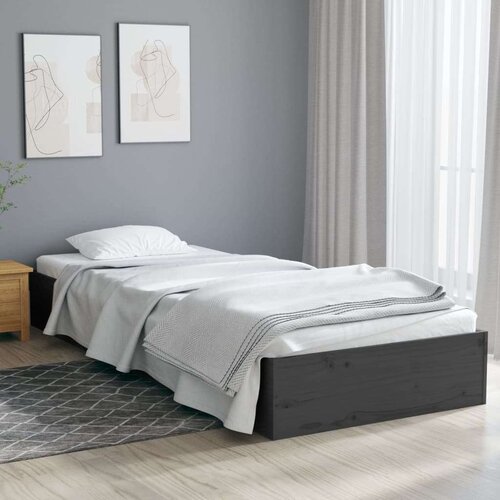  Posteljni okvir siv iz trdnega lesa 75x190 cm 2FT6, (20643365) Slike