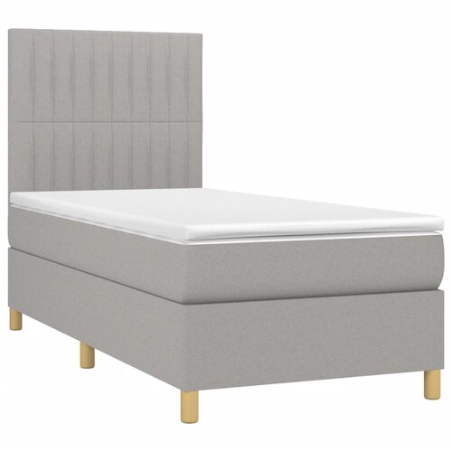  Krevet s oprugama i madracem svjetlosivi 100x200 cm od tkanine Slike