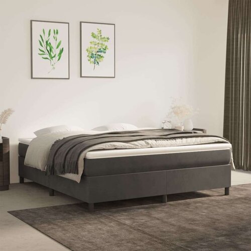  Box spring postelja z vzmetnico temno siva 160x200 cm žamet, (20725211) Slike