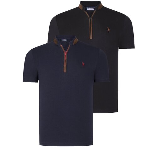 Dewberry DUAL SET T8571 ZIPPERED MENS T-SHIRT-BLACK-NAVY BLUE Slike