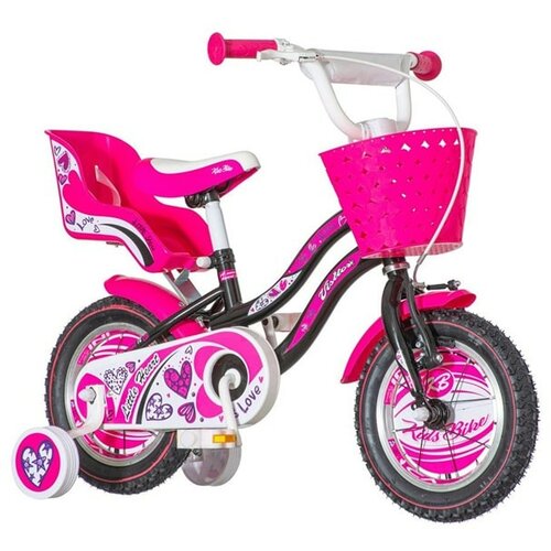  bicikl za decu 12'' Visitor Little Heart - roze-crna, HEA120, 1120000 Cene