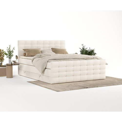 Maison de R&amp;ecirc;ve Kremno bela boxspring postelja s prostorom za shranjevanje 200x200 cm Blend &amp;ndash; Slike