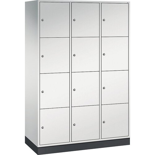C+P Jeklena omara s predelki z zaklepanjem INTRO, višina predelka 435 mm, ŠxG 1220 x 500 mm, 12 predelkov, korpus svetlo siv, vrata svetlo siva Cene