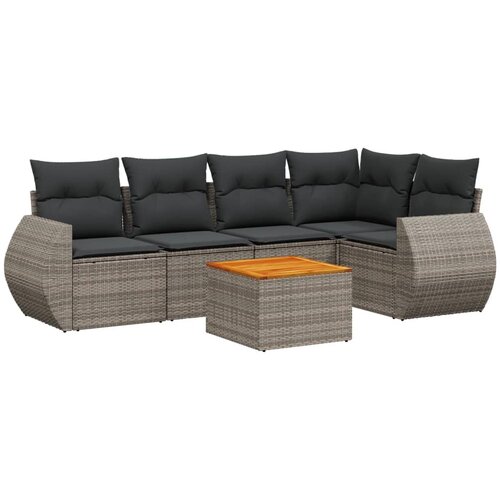  6-dijelni set vrtnih sofa od poliratana s jastucima sivi Slike