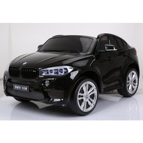 BMW X6 m licencirani dvosed na akumulator sa kožnim sedištima i mekim gumama - crni Slike