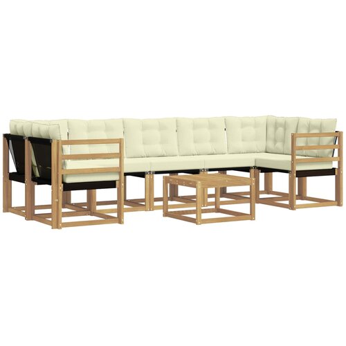 vidaXL Zunanja garnitura za sedenje z blazino 8 pcs Bela in krem, (5000282258) Cene