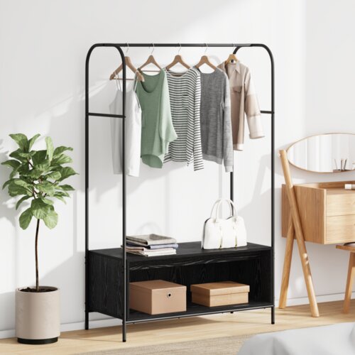  Stalak za odjeću s policama Crni hrast 100x44x160 cm Cijene