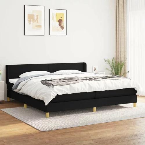  Box spring postelja z vzmetnico črn 200x200 cm blago, (20791384)