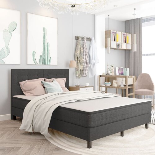 VidaXL boxspring postelja temno siva iz blaga 140x200 cm Slike