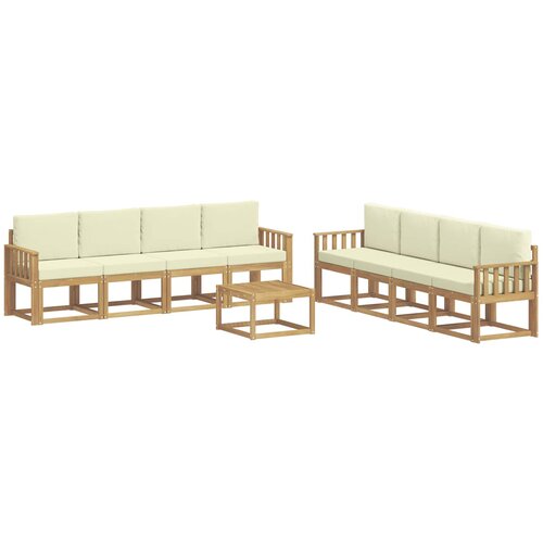 vidaXL Zunanja garnitura za sedenje z blazino 9 pcs Bela in krem, (5000271098) Cene