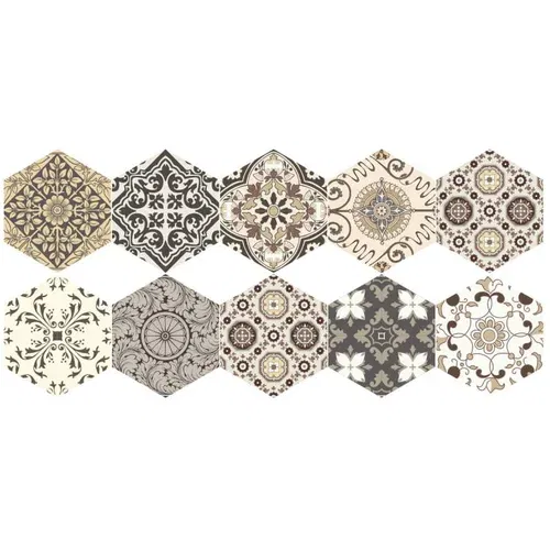 Ambiance Set s 10 podnih samoljepljivih naljepnica Floor Stickers Hexagons Luiza, 40 x 90 cm