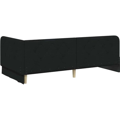  Kutni okvir kreveta s uzglavljem Crna 90 x 200 cm tkanina Slike