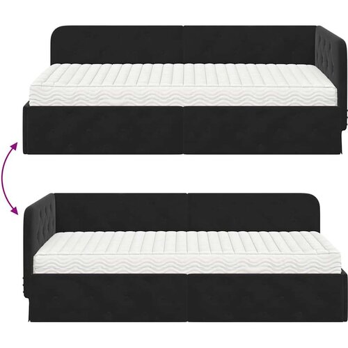 VidaXL Kutni okvir kreveta s madracem Crna 90 x 200 cm Bar&amp;scaron;un Slike
