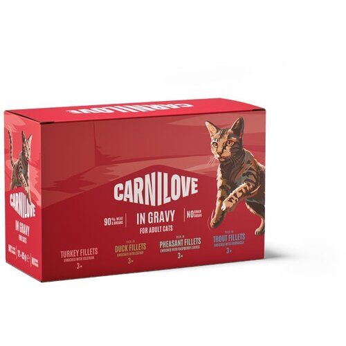 Carnilove Cat Adult multipakiranje vrečk, ko&scaron;čki v omaki - 4 okusi - 12 x 85 g Cene