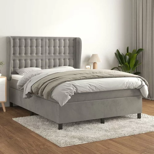  Box spring postelja z vzmetnico svetlo siva 140x200 cm žamet, (20789840)